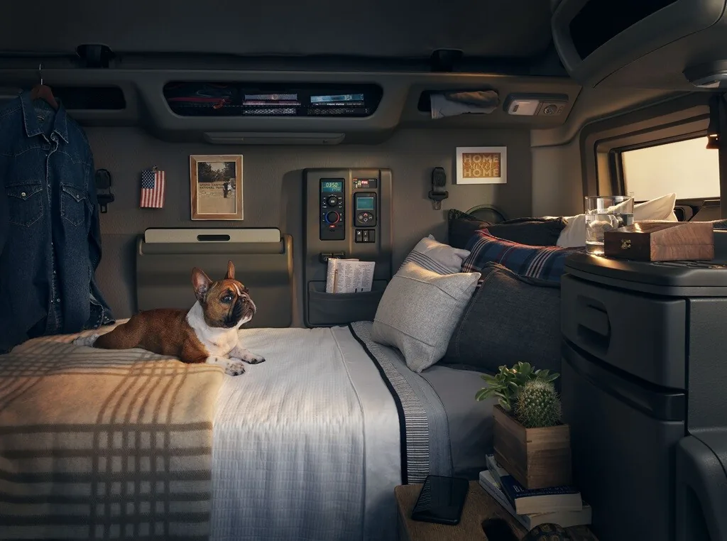 Comfortable sleeper cab arranged as a home away from home